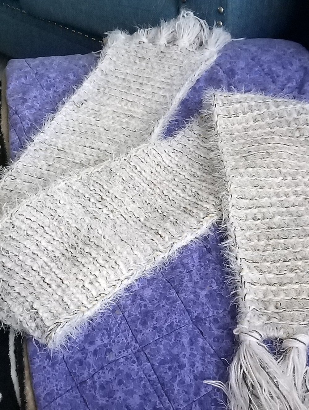 Soft Cream Fringe Knit Scarf - Women's Accessory